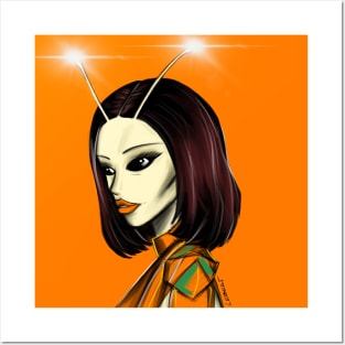 Bug kawaii lady ecopop art in orange Posters and Art